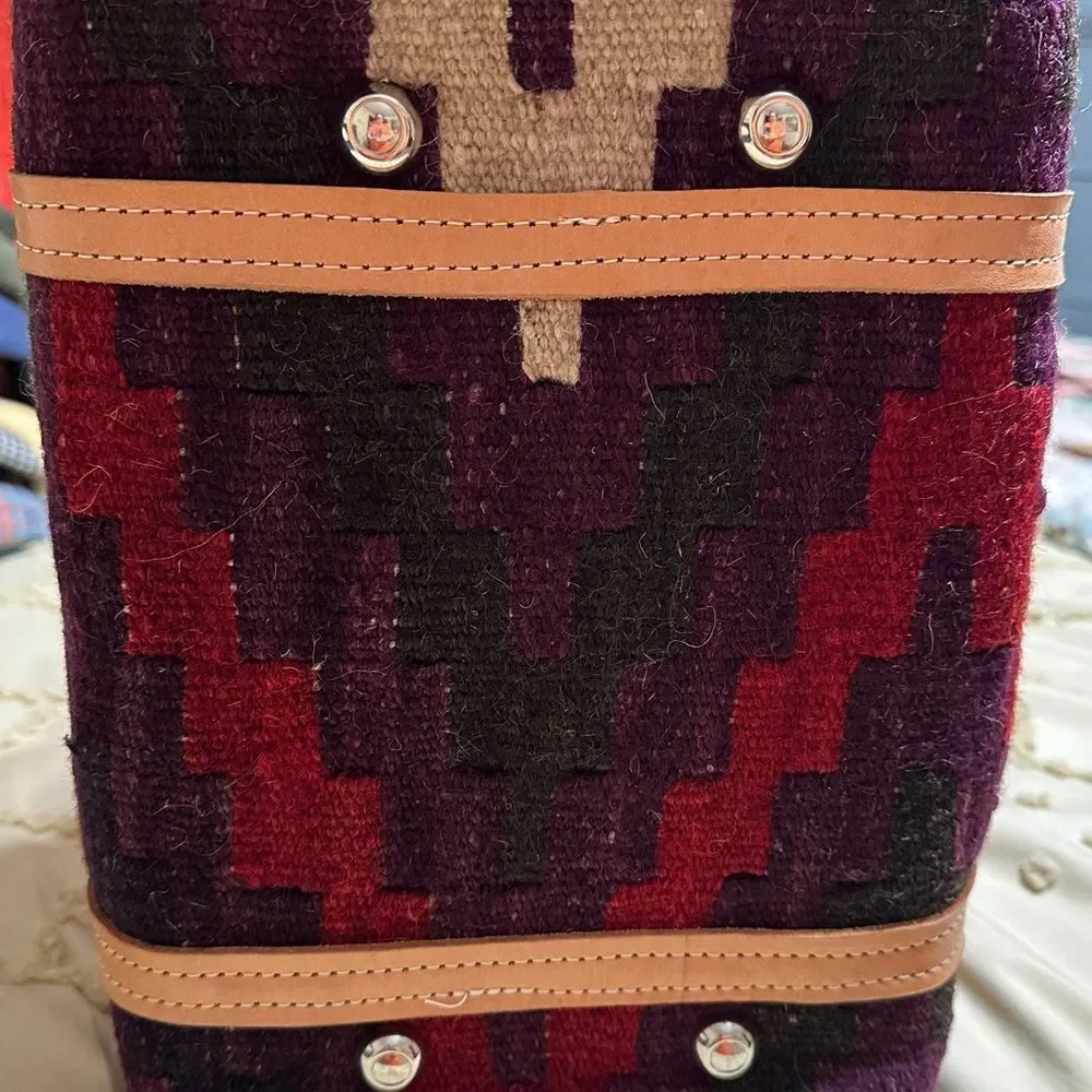 Vintage Custom-made Southwestern Style Woven Wool and Leather